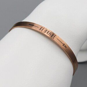 Jewelry bracelet bangle cuff Be Brave thin rose gold tone minimalist new